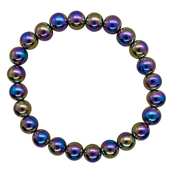 Rainbow Hematite Stretch Bracelet | Handmade - Picture 4 of 5